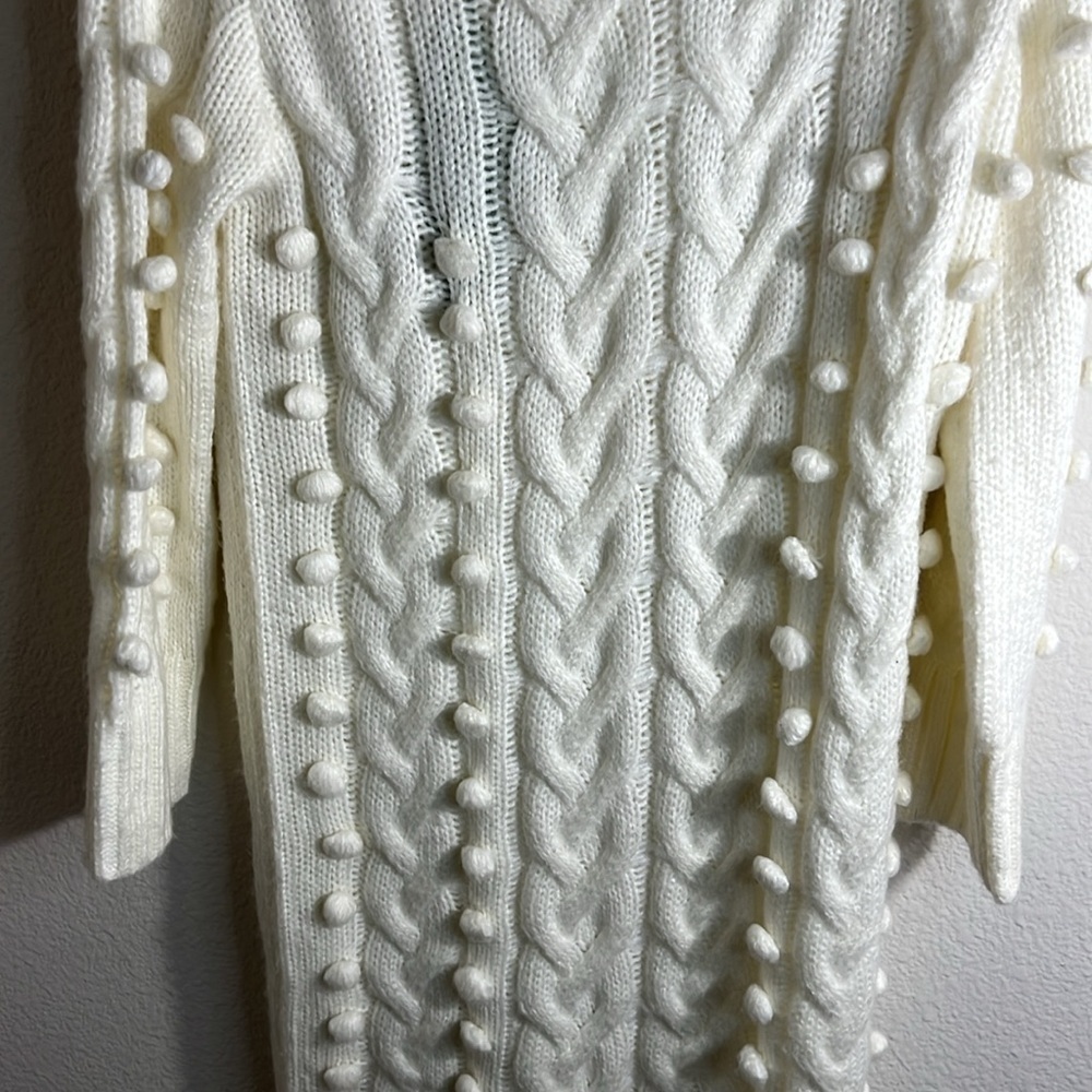Farm Rio Braided Midi Sweater off shoulder chunky knit Dress Sz M NWT fall luxe - Picture 7 of 13
